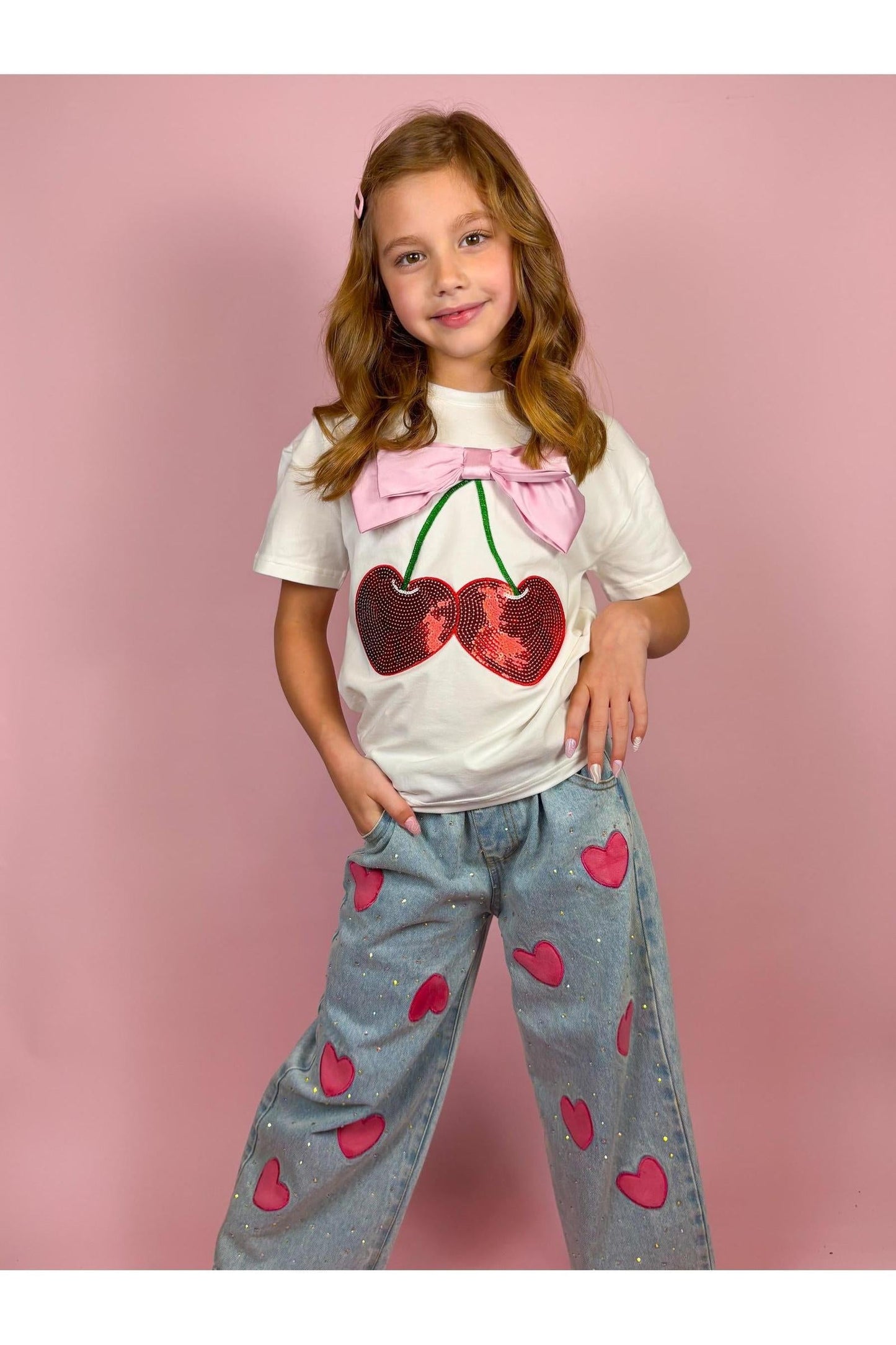 Cherry and Bow Patched Top