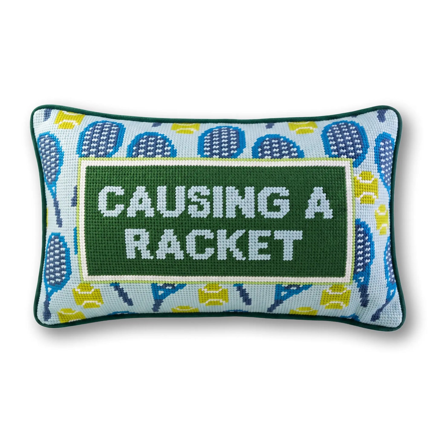 Causing A Racket Needlepoint Pillow