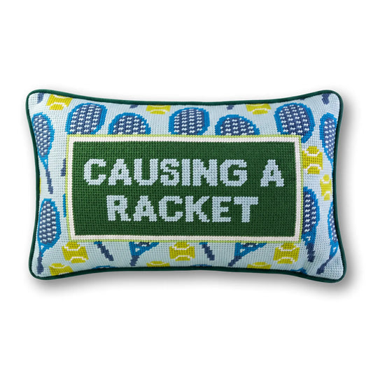 Causing A Racket Needlepoint Pillow