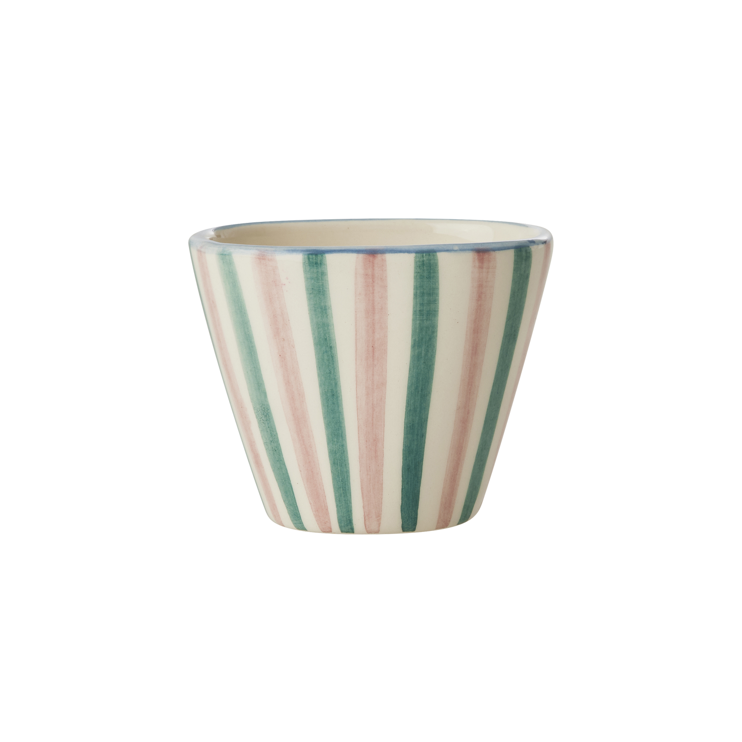 Ceramic Oval Espresso Cup with Hand Painted Stripes - 2.4 oz