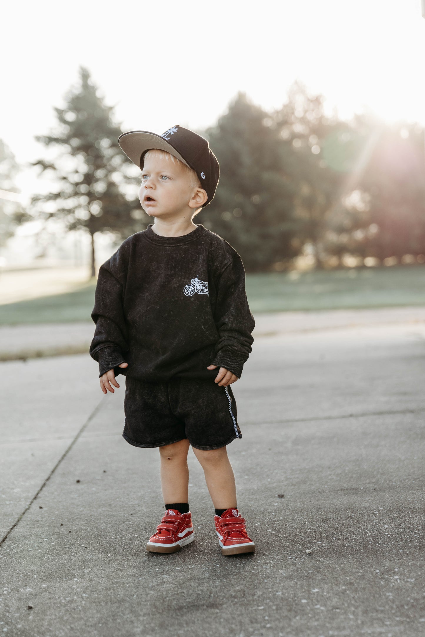 Moto Sweatshirt Acid Wash Black