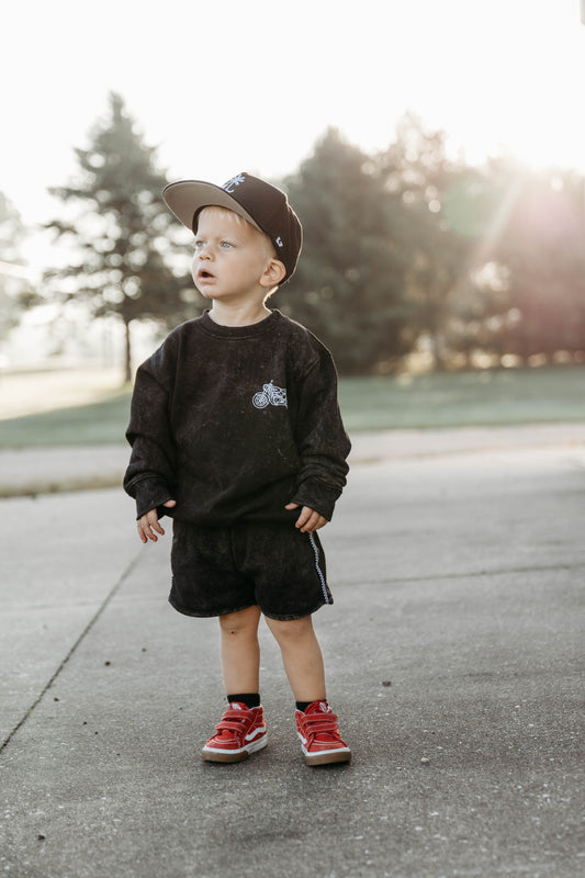 Moto Sweatshirt Acid Wash Black