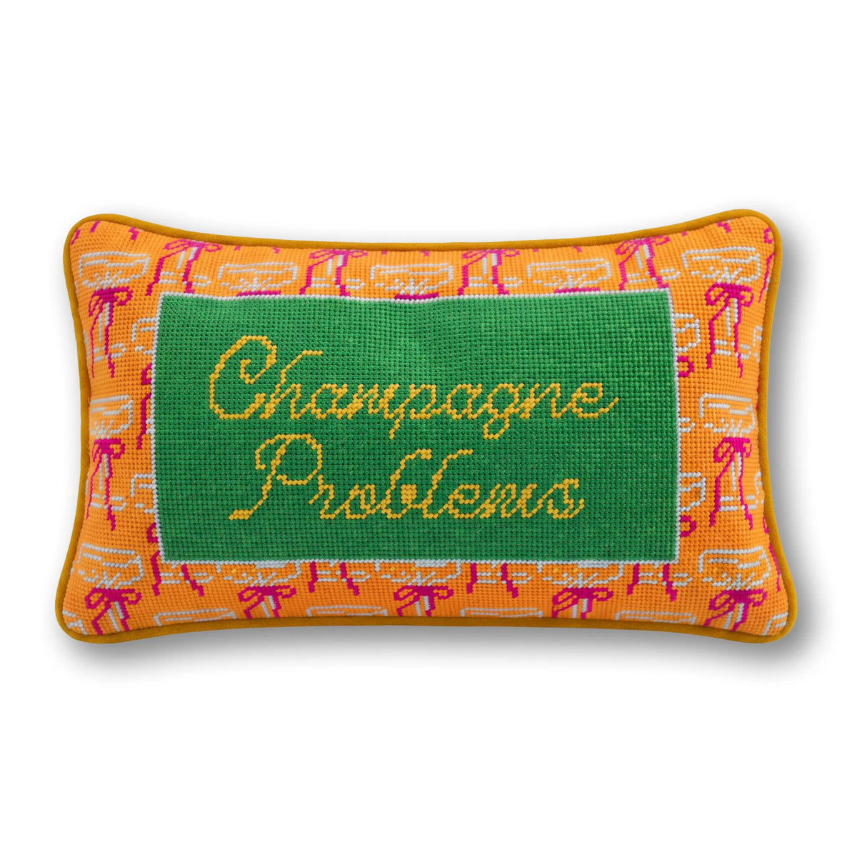 Champagne Problems Needlepoint Pillow