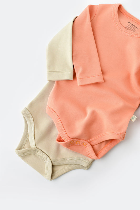 Two Pack Long Sleeve Bodysuit 100% Organic Cotton