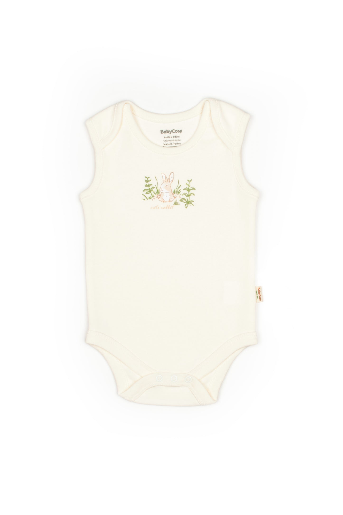 Ecru Bunny Sleeveless Bodysuit 100% Organic Cotton