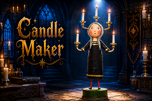 Candle Maker Halloween Figurine by Lori Mitchell *NEW FOR 2025*