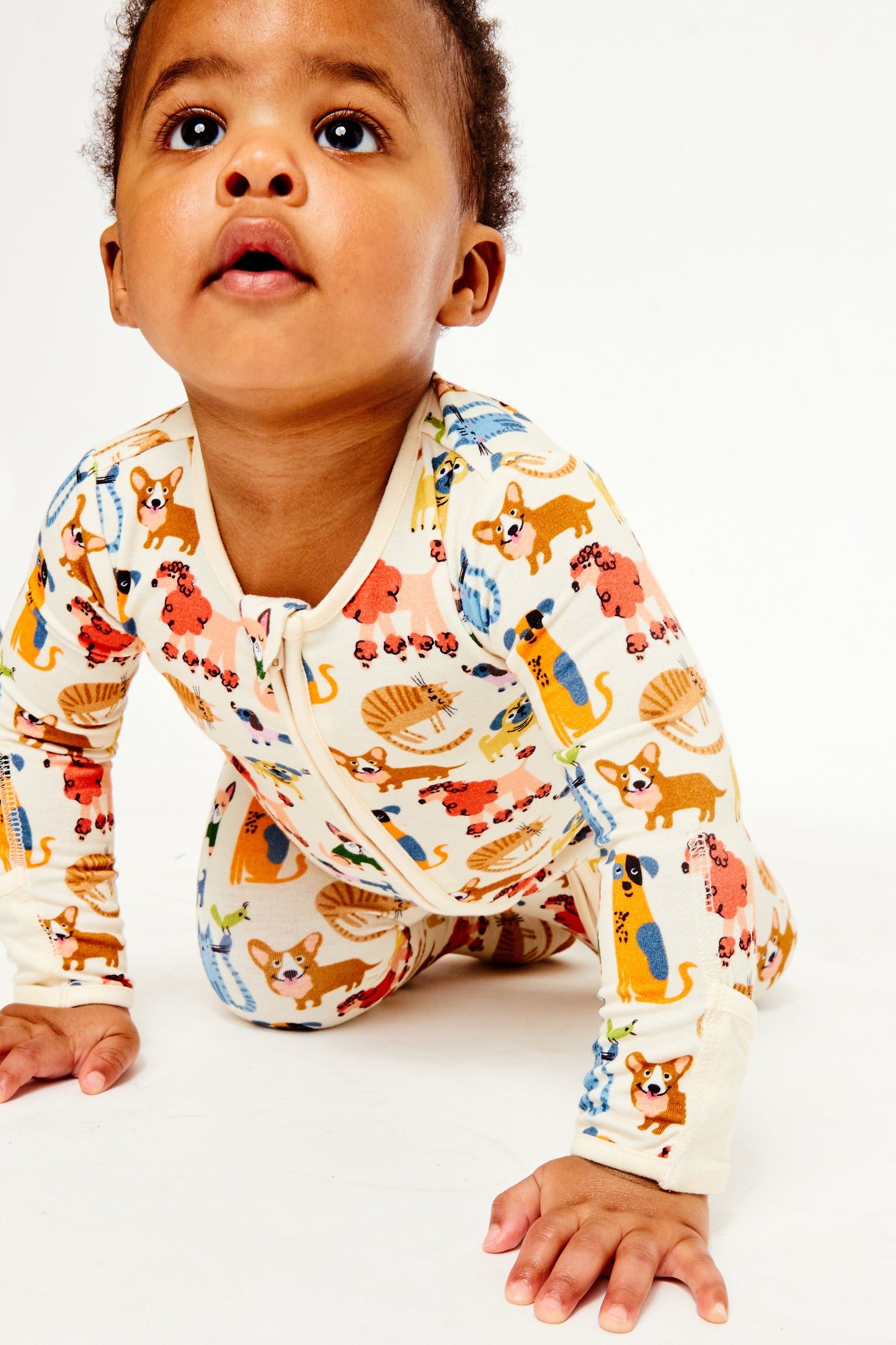 Soft & Stretchy Zipper Footie - Cats + Dogs