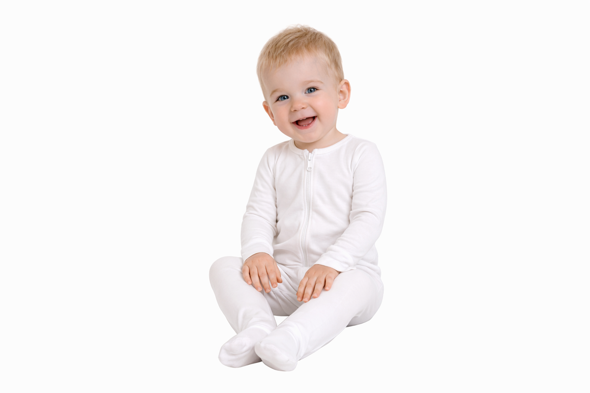 Flour White, Bamboo Zipper Footie