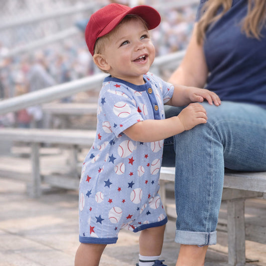 Grand Slam Baseball Bamboo Henley Shortall Romper