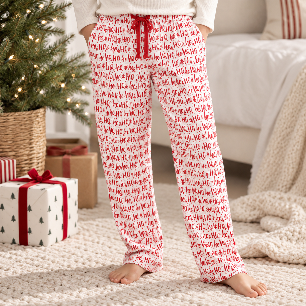 Christmas Bamboo Adult Pajama Pants Ho-Ho-Ho