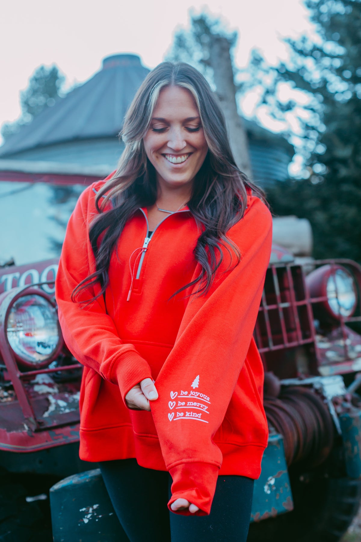 Be Joyous, Be Merry, Be Kind 3/4 Zip-Up Sweatshirt