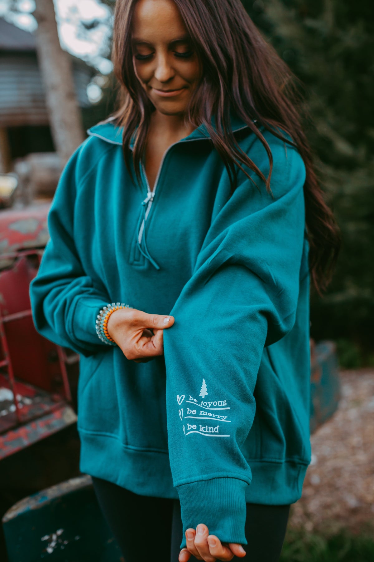 Be Joyous, Be Merry, Be Kind 3/4 Zip-Up Sweatshirt