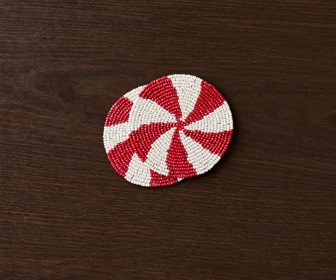 Handmade Beaded Holiday Coaster – Christmas Table Decor by Payton James