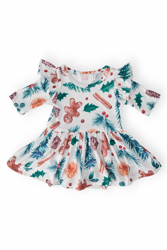 Classic Christmas Twirl Flutter Bodysuit