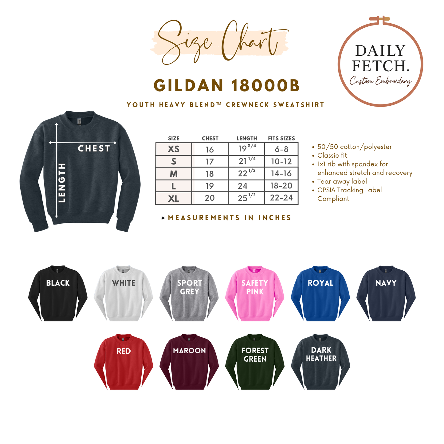Youth Custom Yarn Embroidered Sweatshirt