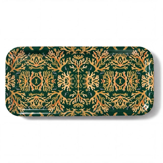Coral Seahorses Narrow Birchwood Small Decorative Tray