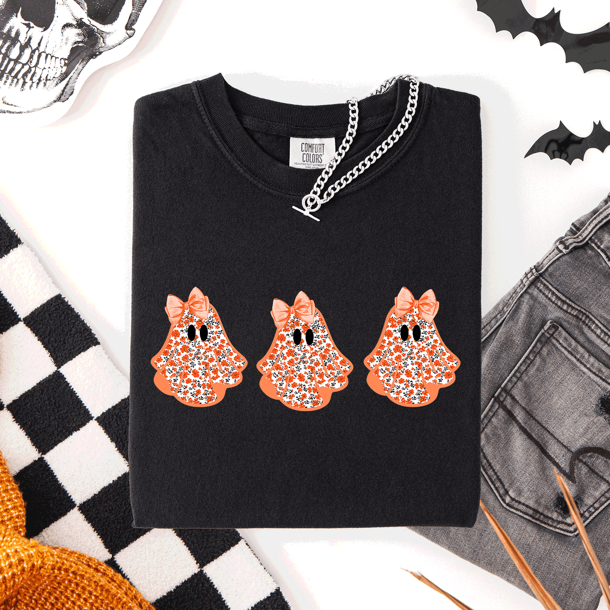 Cute Halloween Ghosts, Pattern, Coquette, Comfort Colors T-Shirt