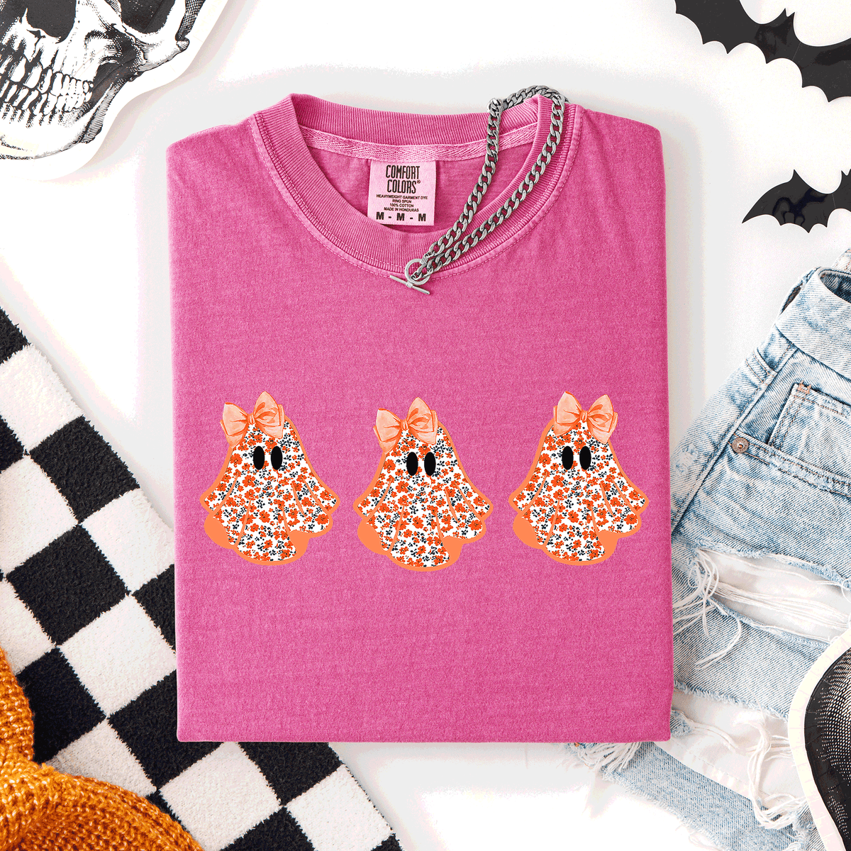Cute Halloween Ghosts, Pattern, Coquette, Comfort Colors T-Shirt