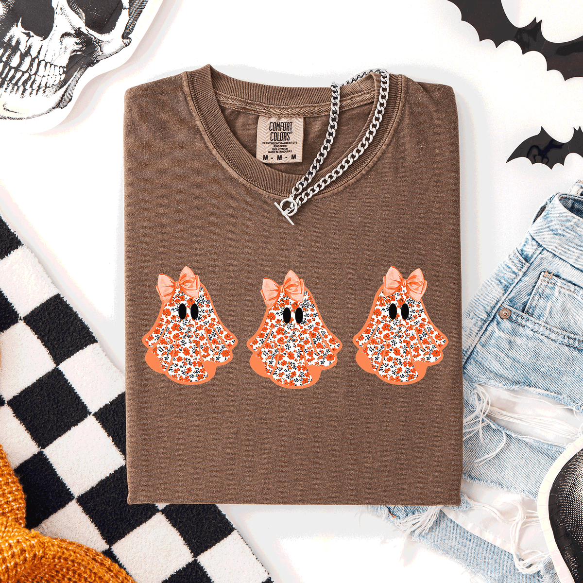 Cute Halloween Ghosts, Pattern, Coquette, Comfort Colors T-Shirt