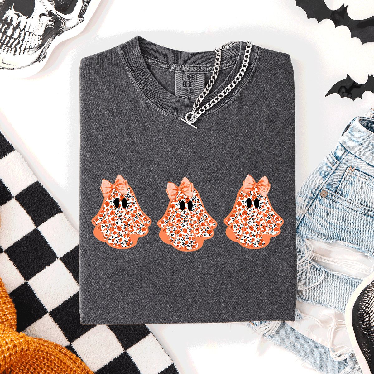 Cute Halloween Ghosts, Pattern, Coquette, Comfort Colors T-Shirt