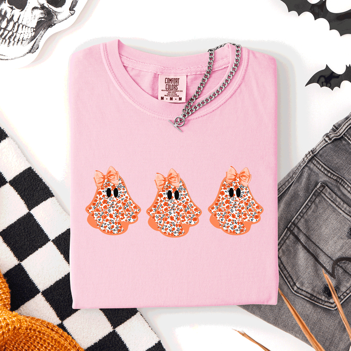 Cute Halloween Ghosts, Pattern, Coquette, Comfort Colors T-Shirt