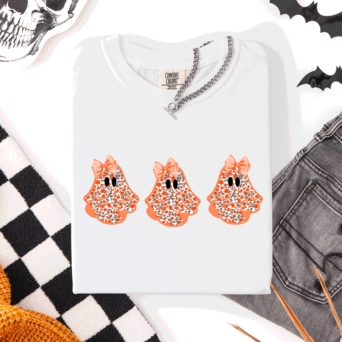 Cute Halloween Ghosts, Pattern, Coquette, Comfort Colors T-Shirt