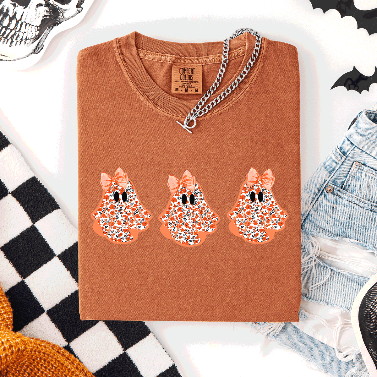 Cute Halloween Ghosts, Pattern, Coquette, Comfort Colors T-Shirt