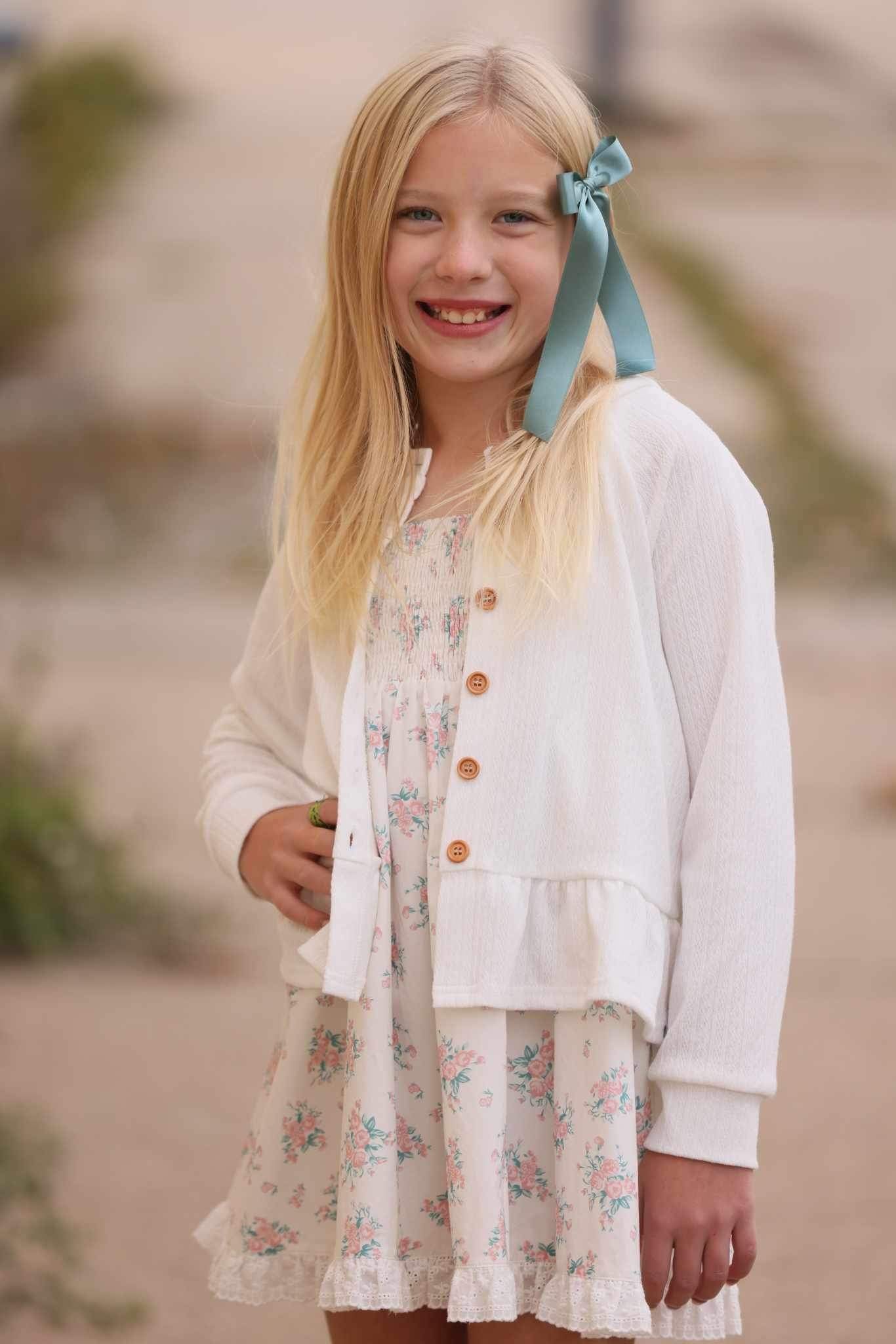 Spring Ruffle Cardigan (white, pink, lavender)