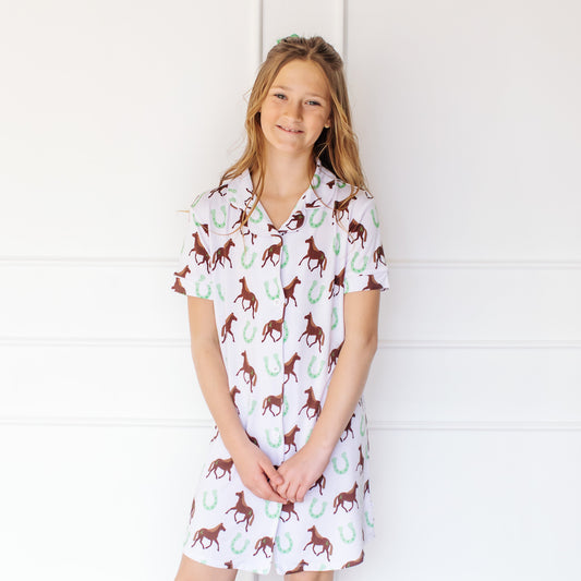 LUCKY Horse Button down Gown