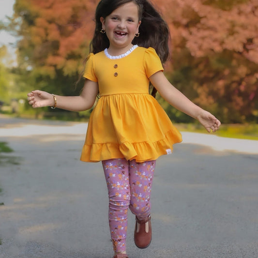 Marigold Floral fall Adele Set (Short or Long Sleeve) Preorder