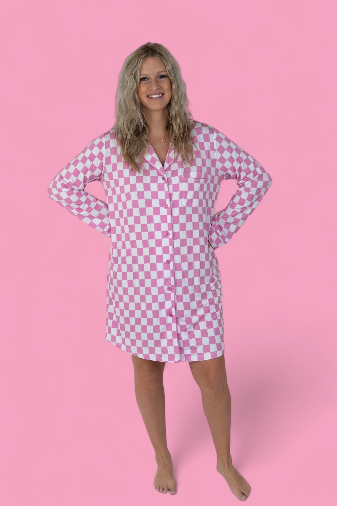 BUBBLEGUM CHECKERS WOMEN’S DREAM GOWN