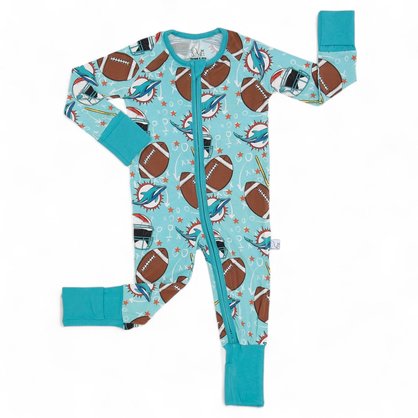 Aqua, Orange and White Football Snuggy Zip