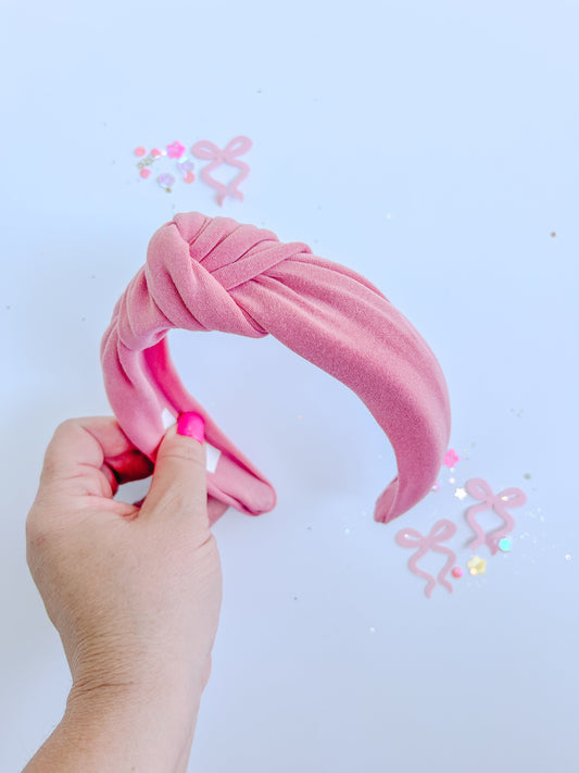 Pink Solid Knotted Headband