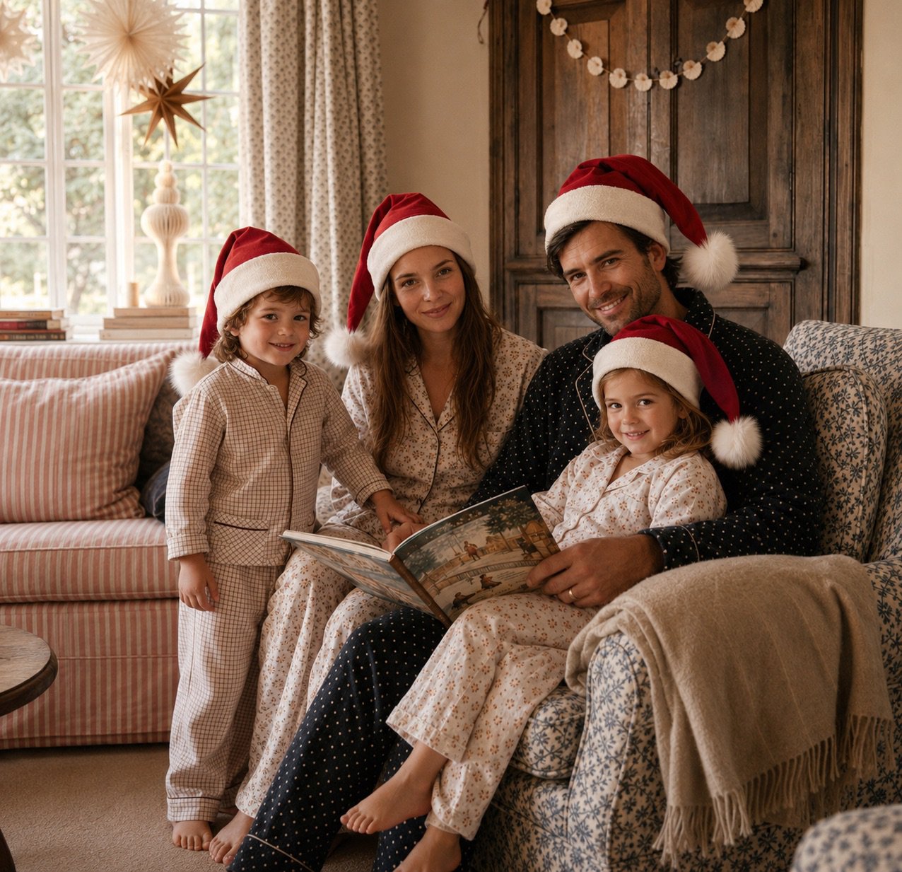 No Plastic Family Santa Hat | Organic Cotton, Hemp, and Fur