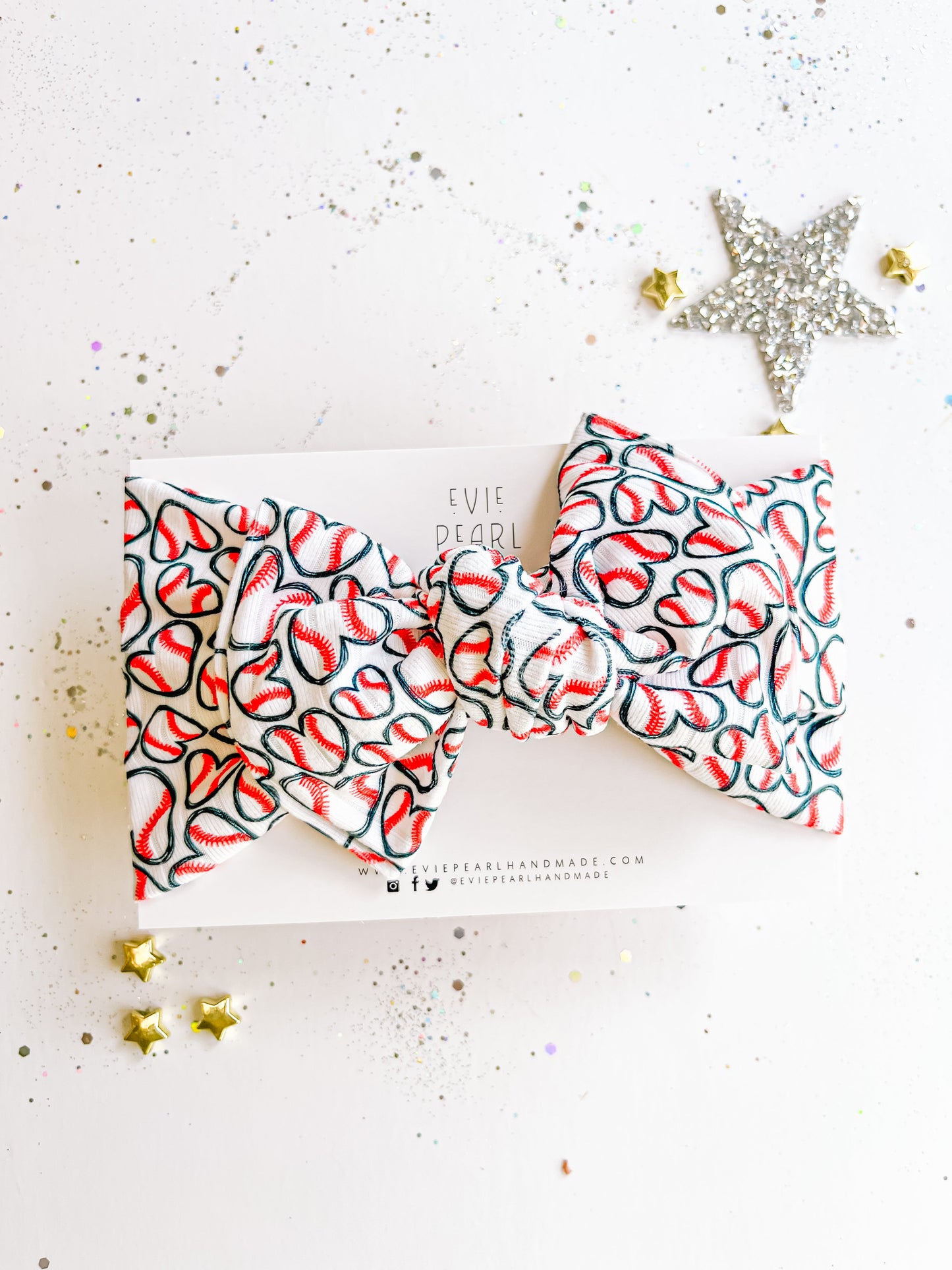 Baseball Heart Baby Bow Turban