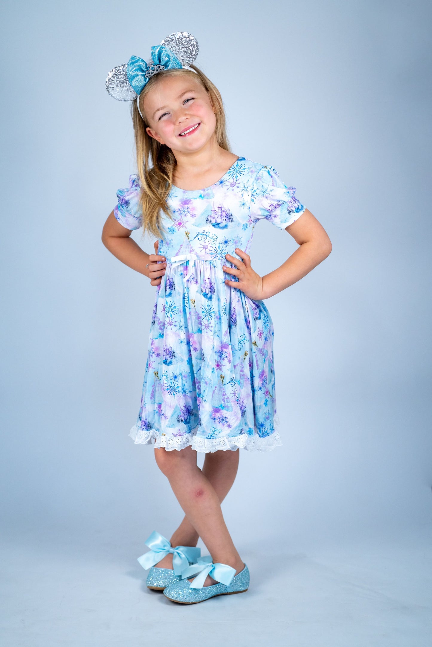 Snow Queen Lace Trimmed Twirl Dress