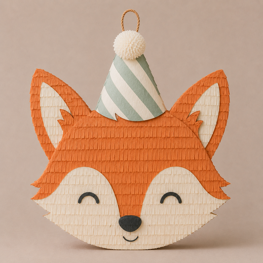 🦊 Party Fox Piñata – Handmade Woodland Party Decoration for Birthdays, Forest-Themed & Autumn Celebrations