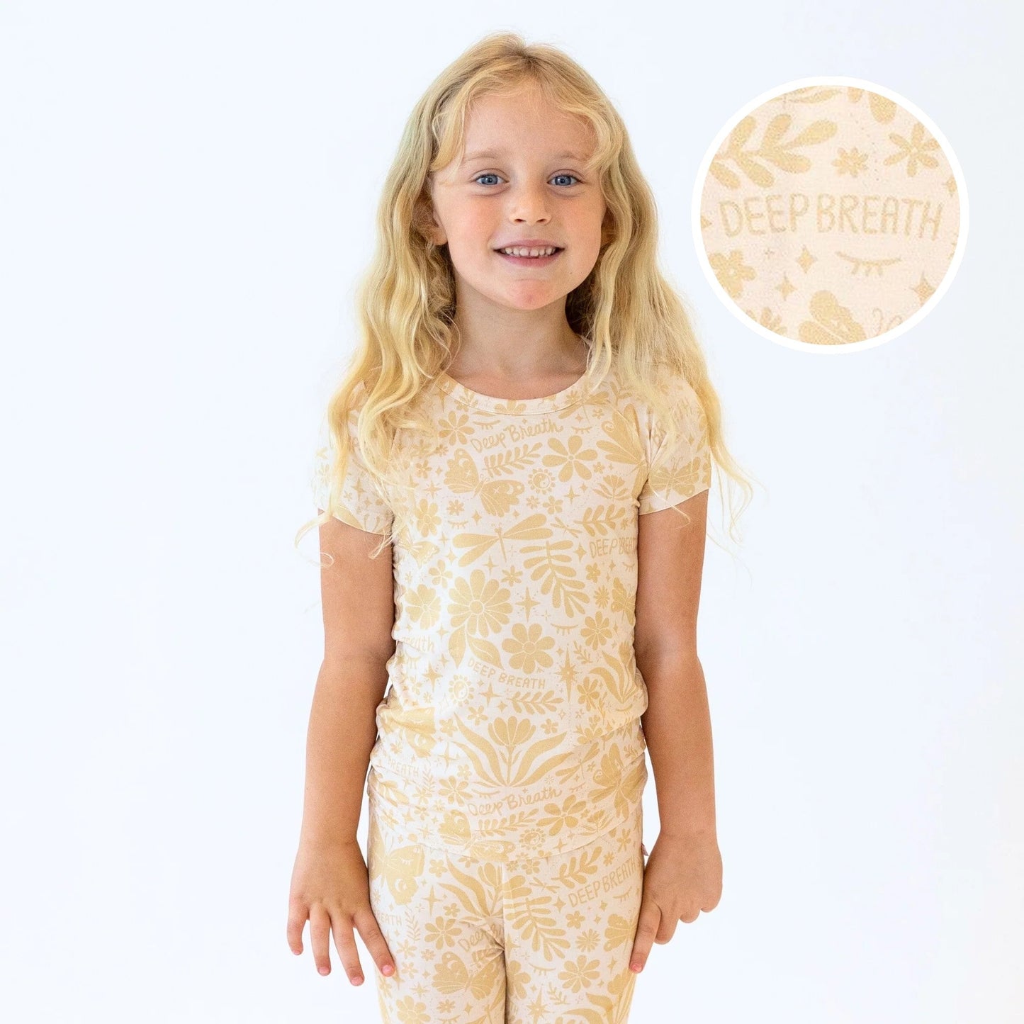 The Second-Skin 2-Piece Short Sleeve Pajama | Om Baby (Beige)