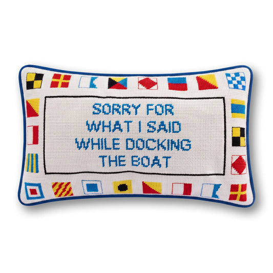 Docking The Boat Needlepoint Pillow