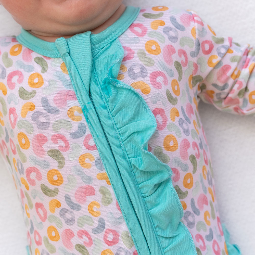 Kayelee Leopard Bamboo Ruffle Convertible Footie