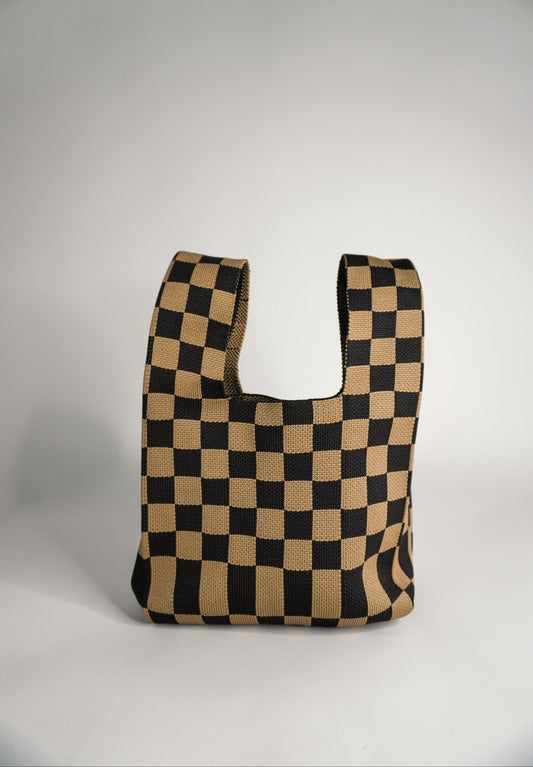 Classic Checkered Brown Handbag