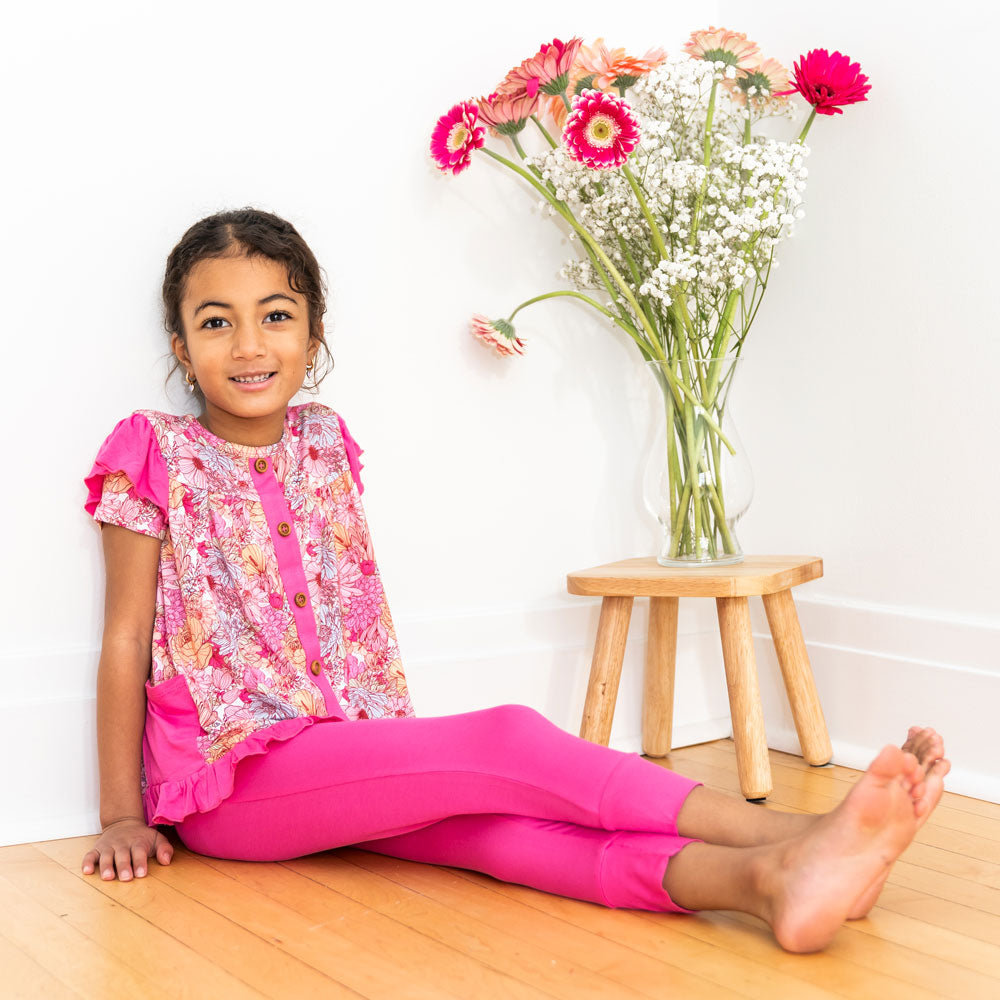 Journee Bamboo Short Sleeve Peplum + Legging Set