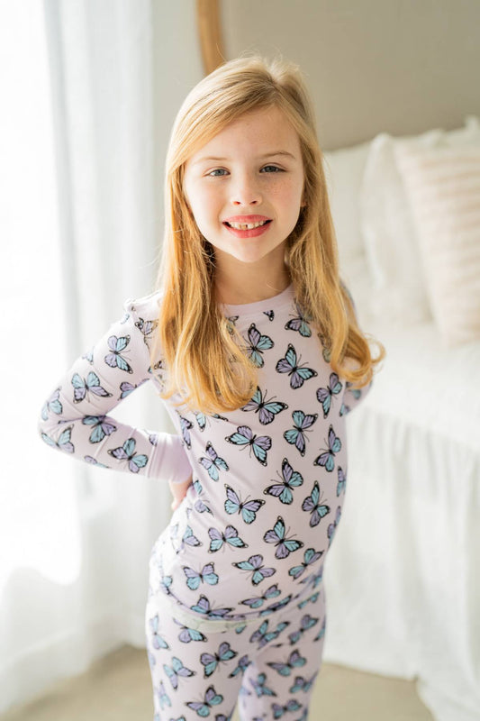 Purple Butterflies | Two Piece Pajama Set