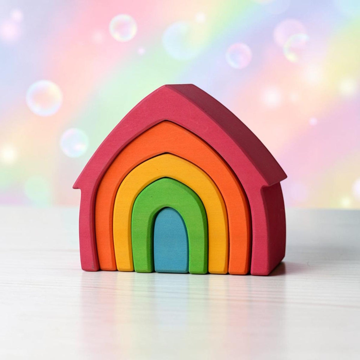 5-Piece Rainbow House Stacker – Primary (Stained)