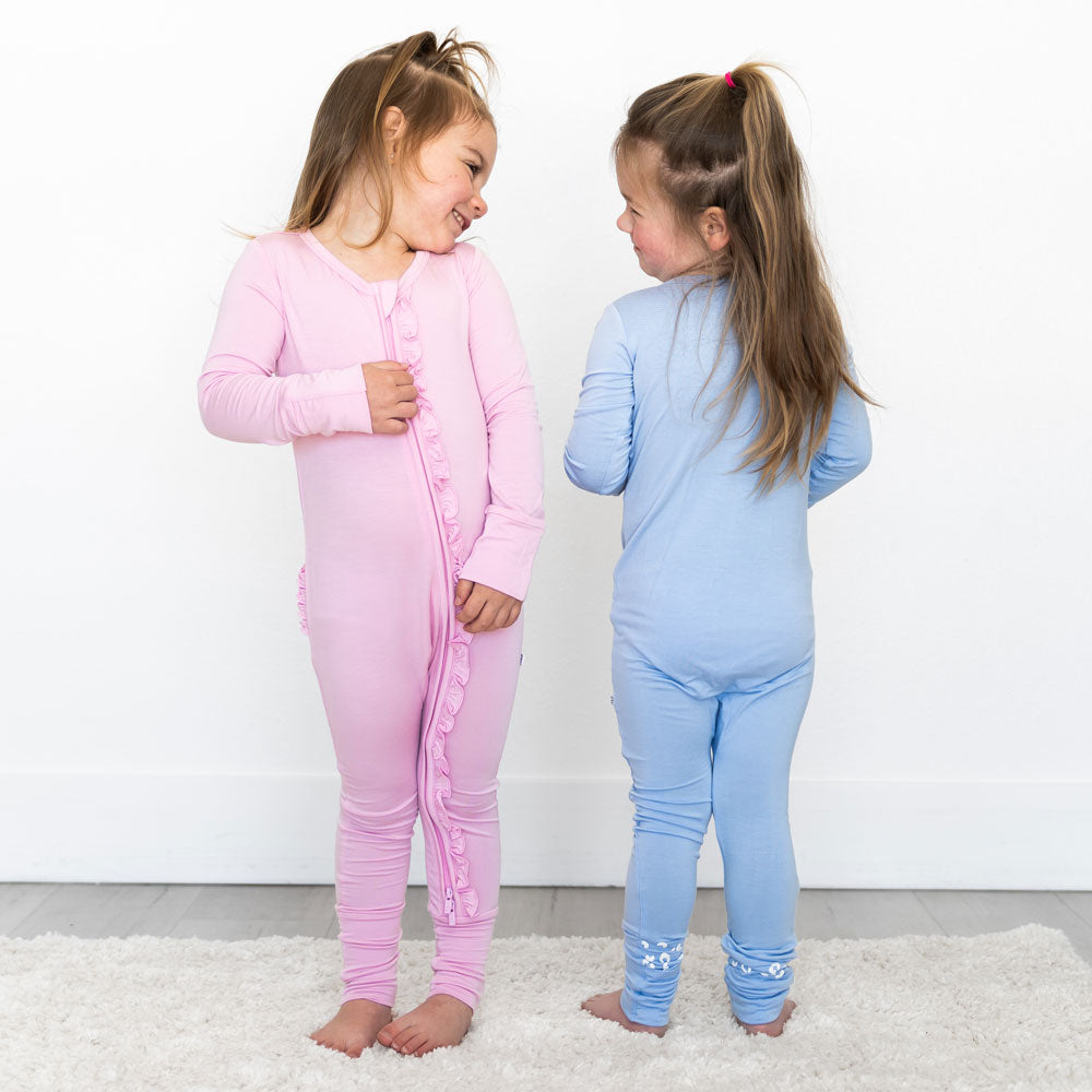 Lillian Pink Bamboo Ruffle Convertible Footie