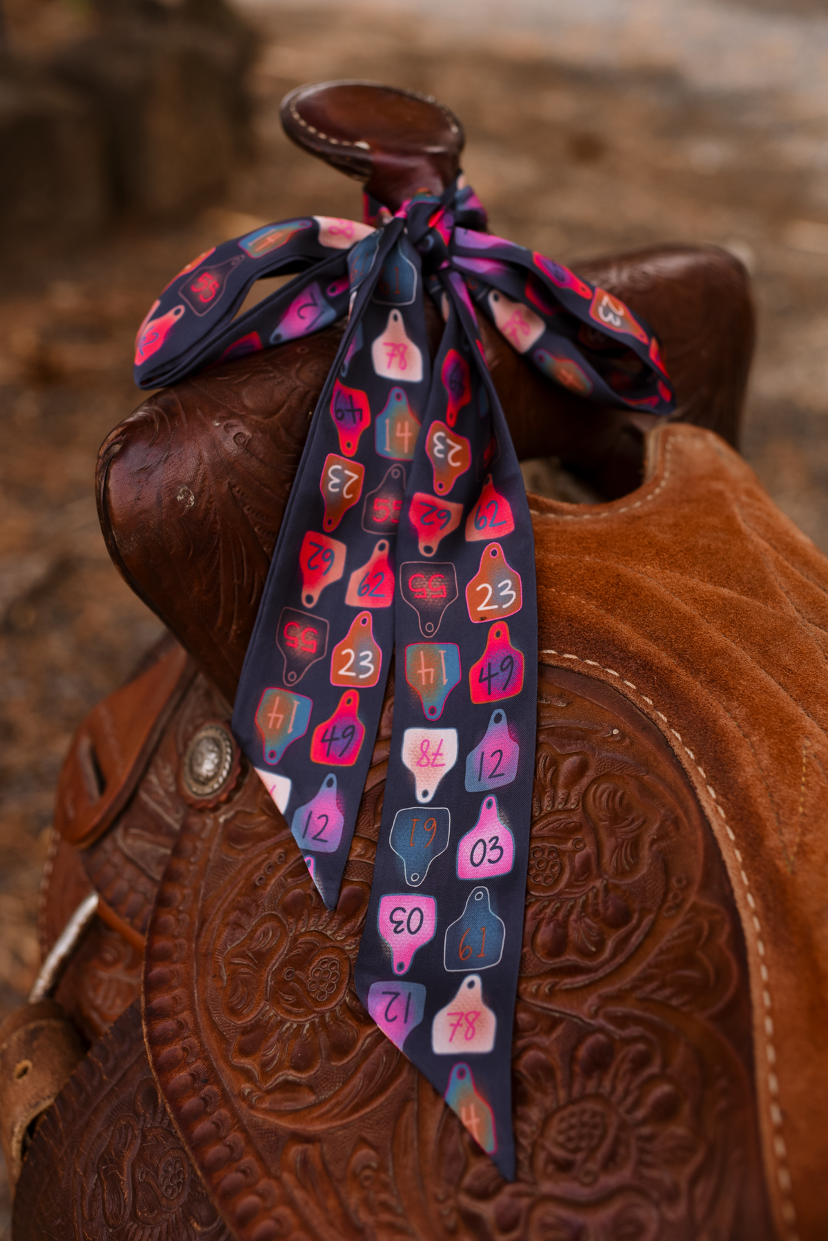 Cattle Tags Twilly Scarf: Western Ranch Cowgirl Soft Satin Chiffon Scarf