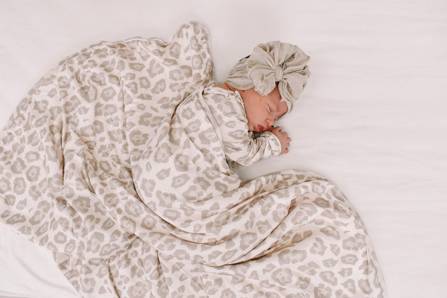 Natural Leopard Plush Swaddle