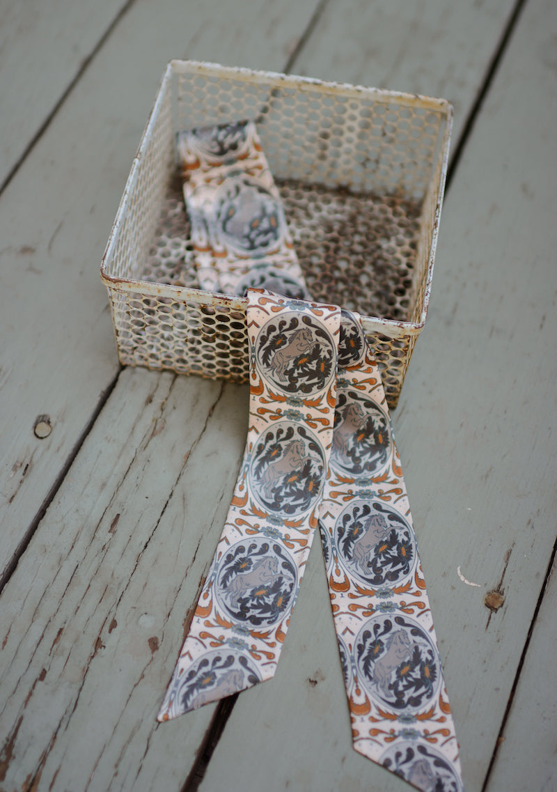 Bloomin' Bronc Western Cowgirl Silk Twilly Scarf