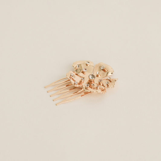 Metal Flower with Crystal Hair Side Comb