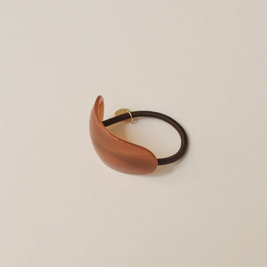 Curved Oval Resin Ponytail Hair Tie | Brown
